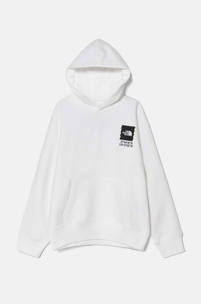 The North Face bluza dziecięca COORDINATES GRAPHIC OVERSIZED HOODIE z kapturem biały NF0A89HKFN41
