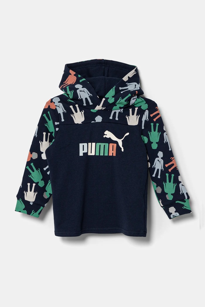 Puma bluza bawełniana dziecięca X PLAYMOBIL nadruk granatowy 627389