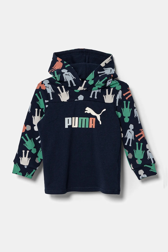 Puma bluza bawełniana dziecięca X PLAYMOBIL nadruk granatowy 627389
