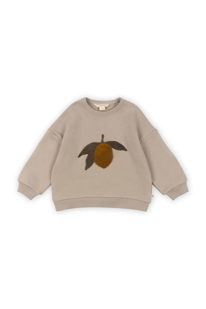 Detská mikina Konges Sløjd LOU TERRY SWEAT SHIRT OCS bez kapucne béžová KS102024