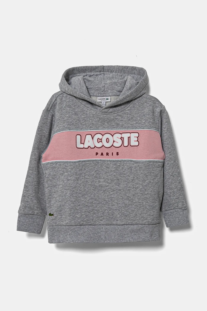 Dětská mikina Lacoste s kapucí šedá SJ2445