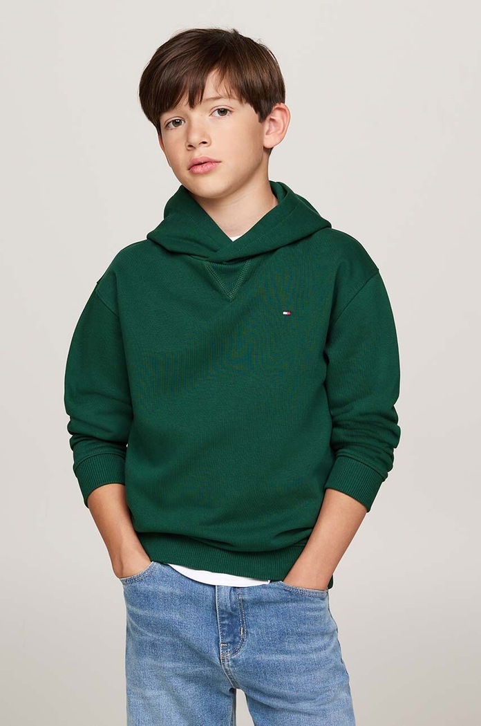 Παιδική μπλούζα Tommy Hilfiger με κουκούλα πράσινο KS0KS00579.9BYH.128.176