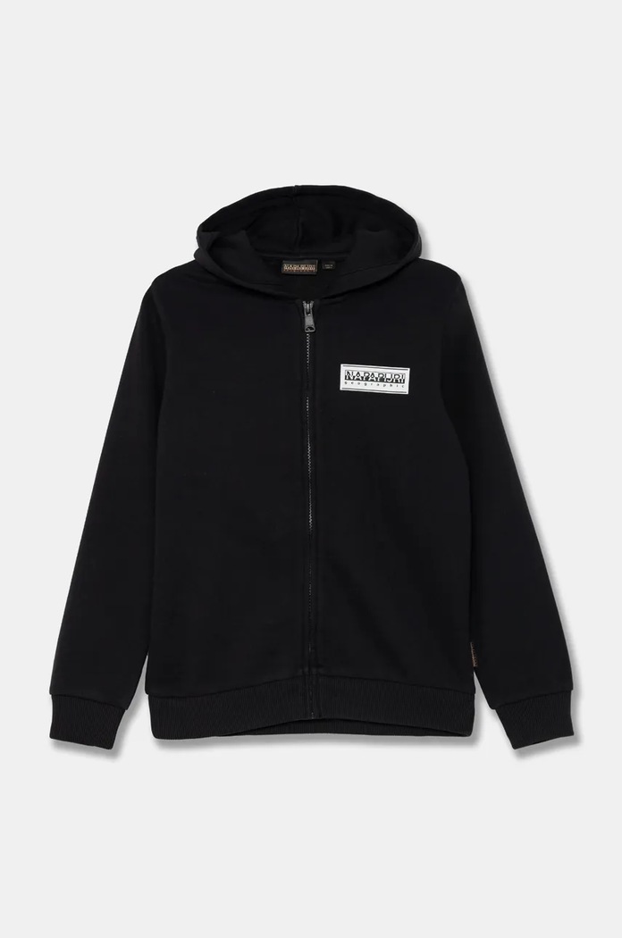 Napapijri bluza dziecięca B-CHAMOIS FZH z kapturem czarny NP0A4HY50411.134.164