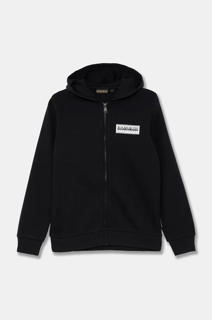 Napapijri bluza dziecięca B-CHAMOIS FZH z kapturem czarny NP0A4HY50411.134.164