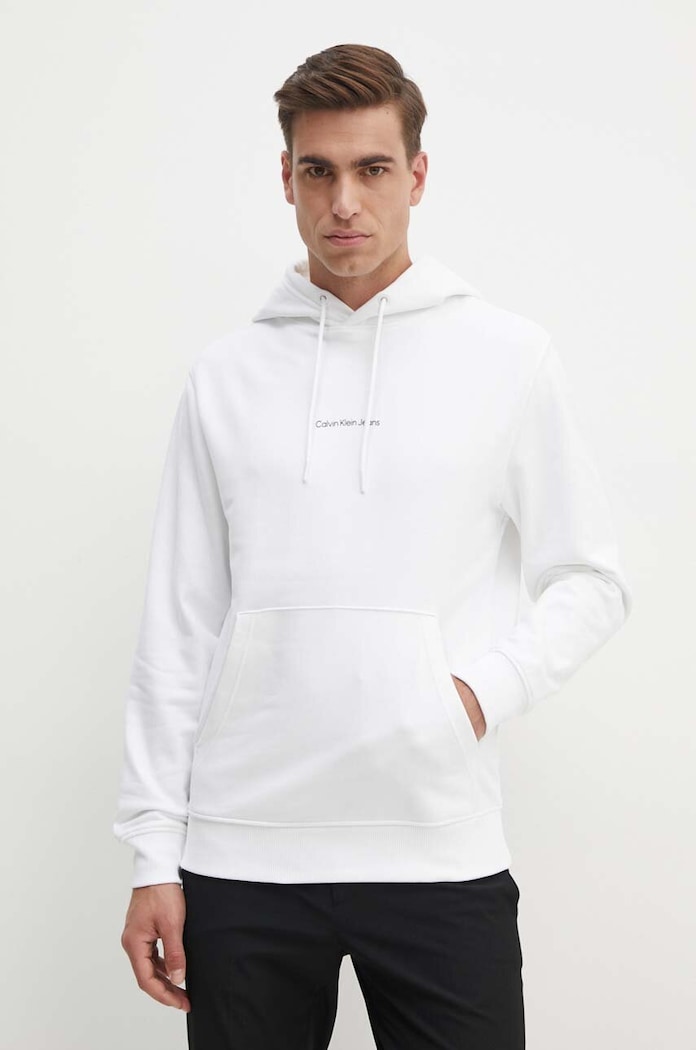 Oblečení Bavlněná mikina Calvin Klein Jeans J30J325639 bílá