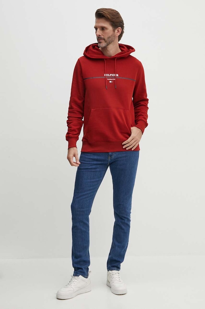 Bavlněná mikina Tommy Hilfiger MW0MW35556 červená AW24