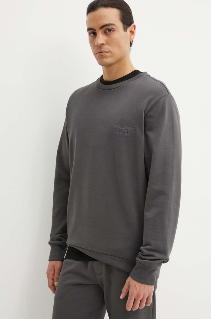 Iceberg bluza bawełniana aplikacja szary E0116300