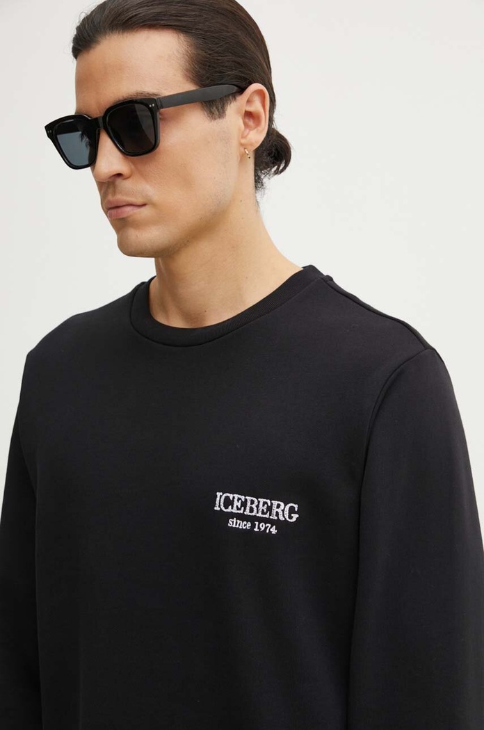 Bombažen pulover Iceberg črna E0116300
