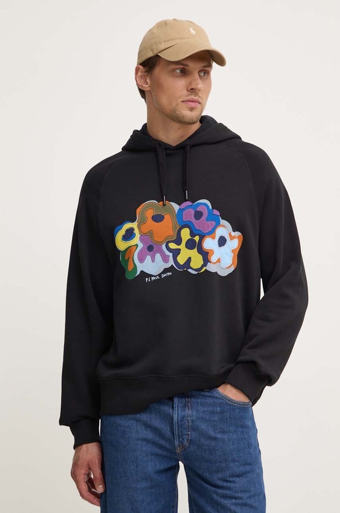 Bavlněná mikina PS Paul Smith nášivka černá M2R.960X.NP4642