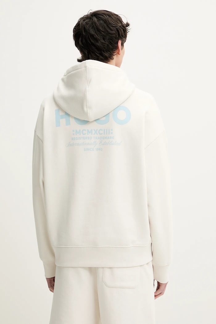 Odzież HUGO Blue bluza z kapturem męska bawełniana Nazardo 50510724 beżowy