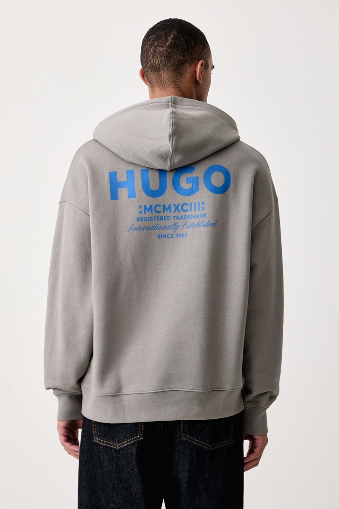 Odzież HUGO Blue Bluza z kapturem męska bawełniana Nazardo 50510724 szary