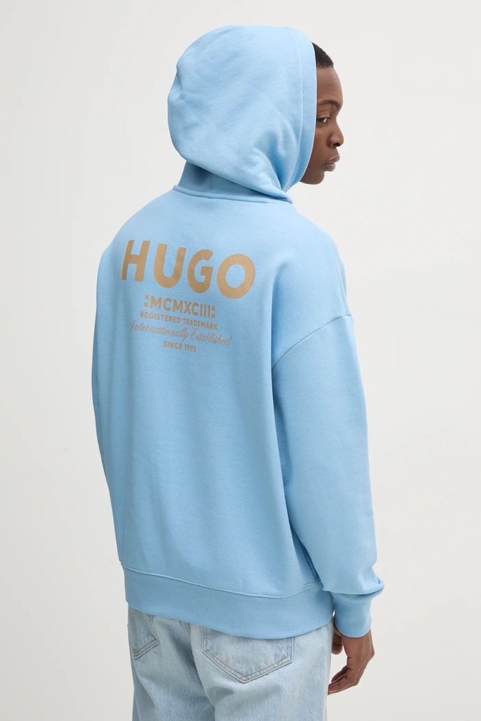 Odzież HUGO Blue bluza z kapturem męska bawełniana Nazardo 50510724 niebieski