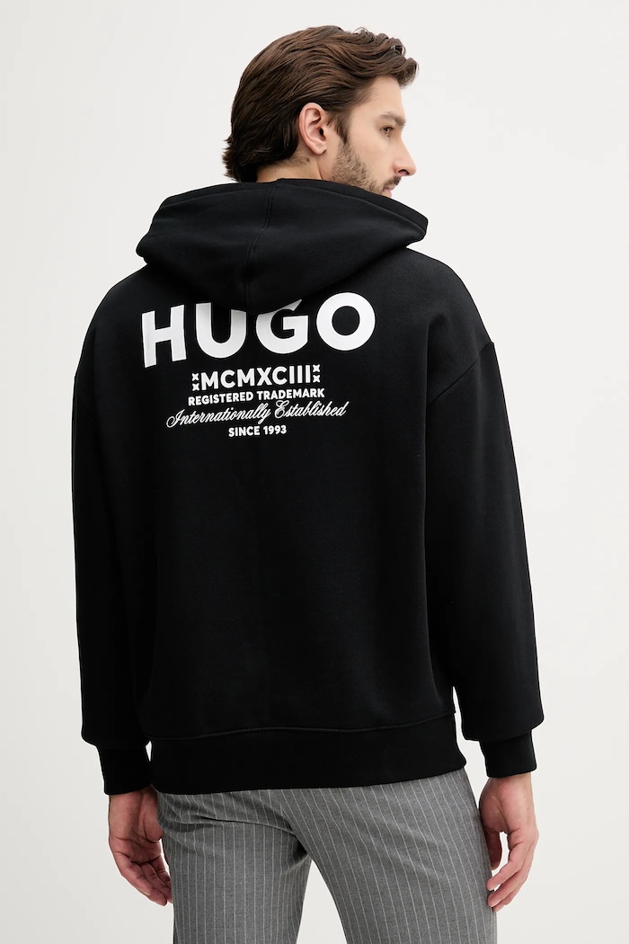 HUGO Blue hanorac cu glugă pentru bărbați din bumbac Nazardo 50510724 negru AA00
