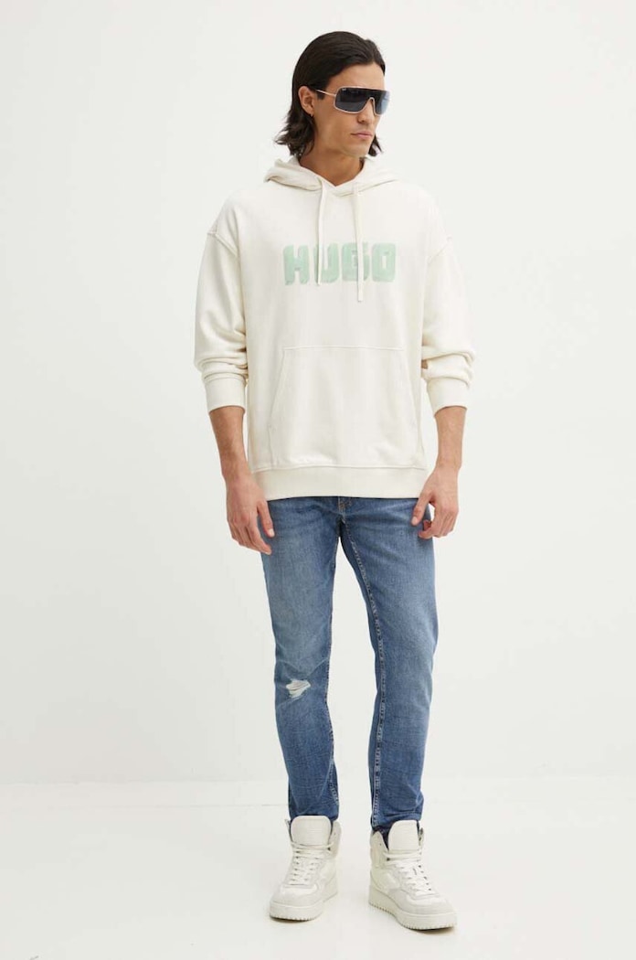 Bavlněná mikina HUGO 50516655 béžová AW24