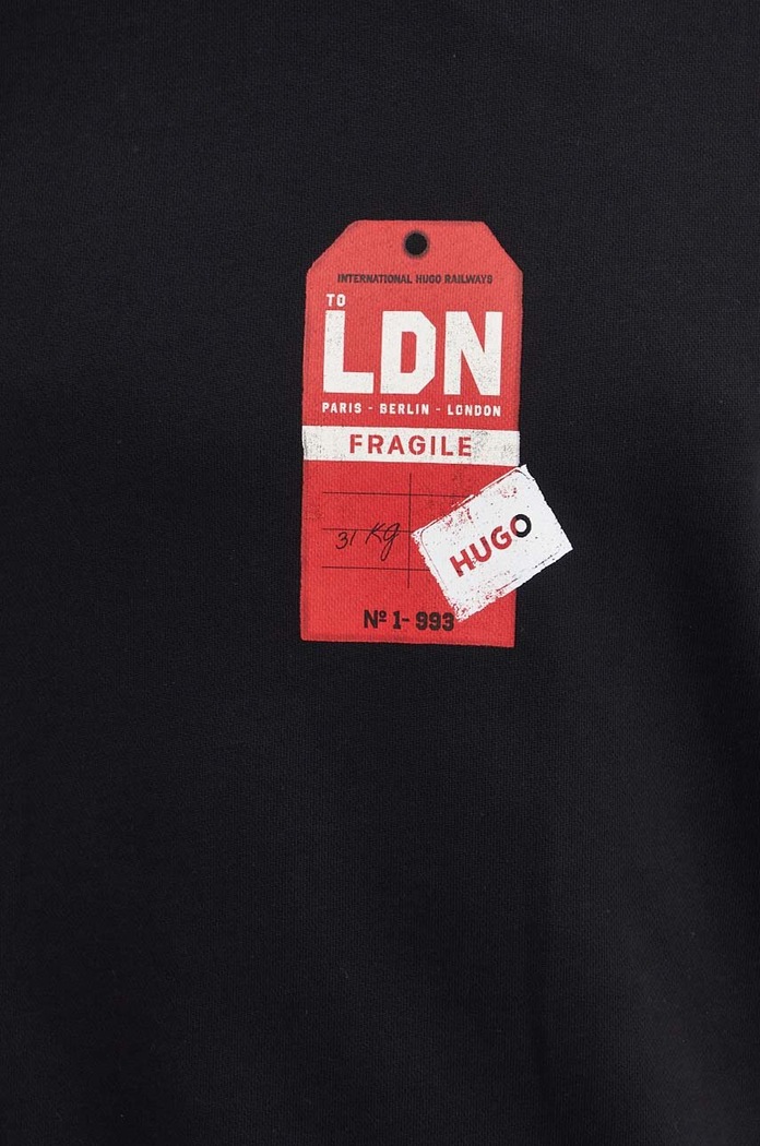 Bavlněná mikina HUGO 50519849 černá