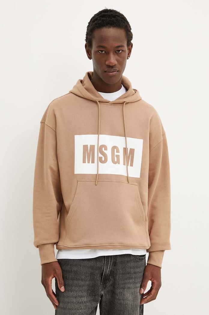 Памучен суичър MSGM памук бежов 3740MM525.247799
