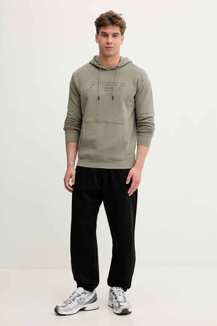 Guess hanorac cu glugă pentru bărbați, cu bumbac ALDWIN Z4YQ12.KAIJ1 verde AW25