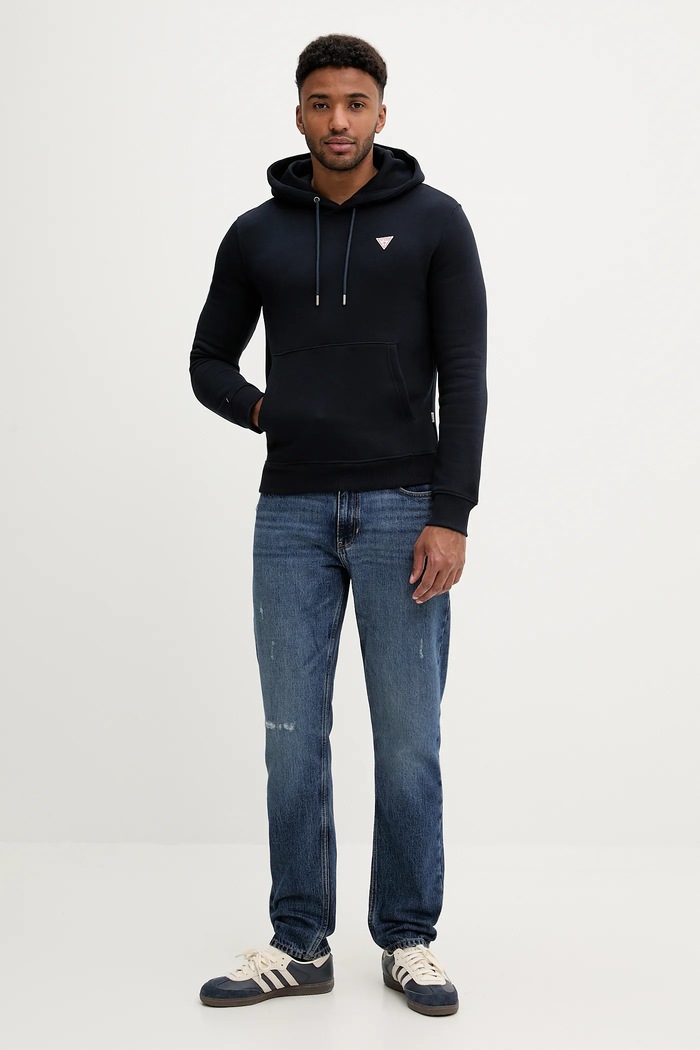 Guess Jeans Bluza z kapturem męska z bawełną M4YQ22.K9V31 granatowy SS26