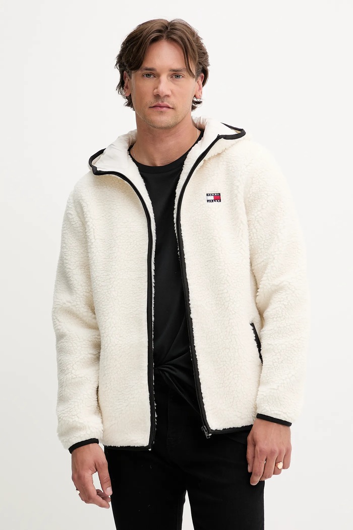 Tommy Jeans gyapjú pulóver bézs DM0DM19224