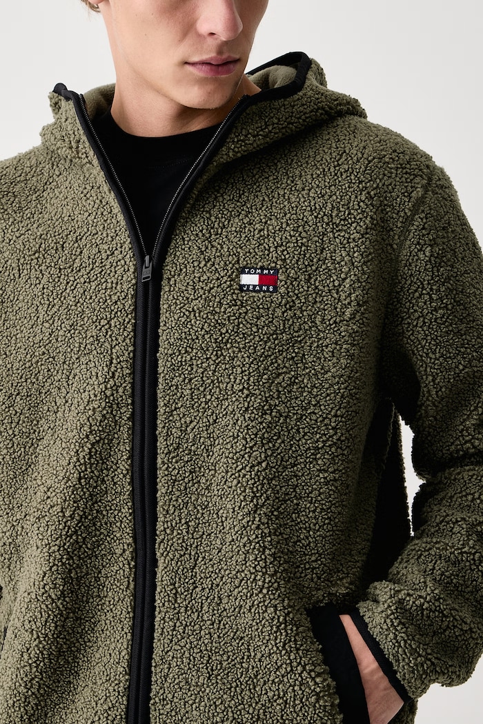 Mikina na zips pánska flísová Tommy Jeans DM0DM19224 zelená