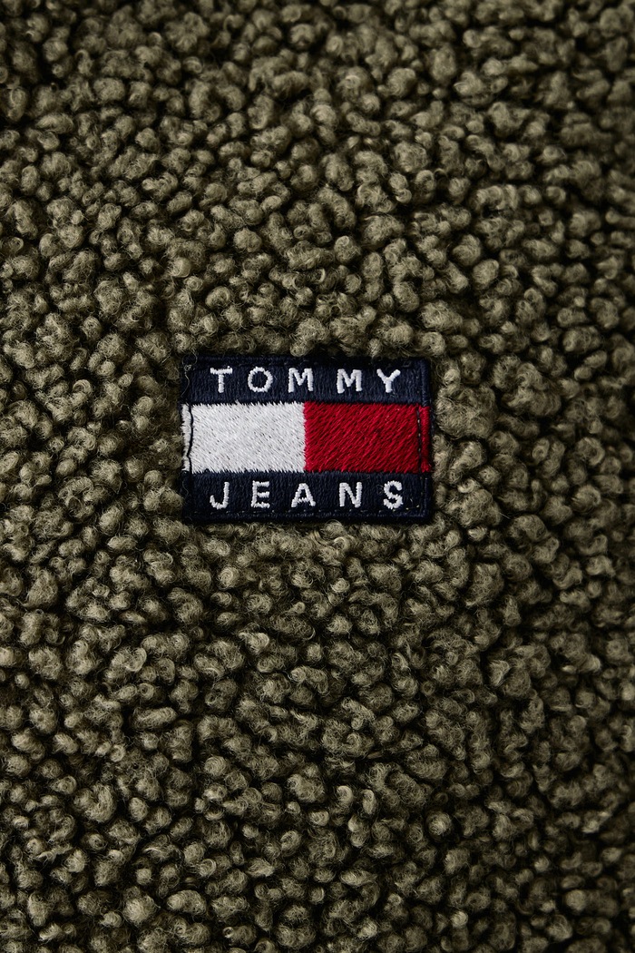 Mikina na zips pánska flísová Tommy Jeans zelená DM0DM19224