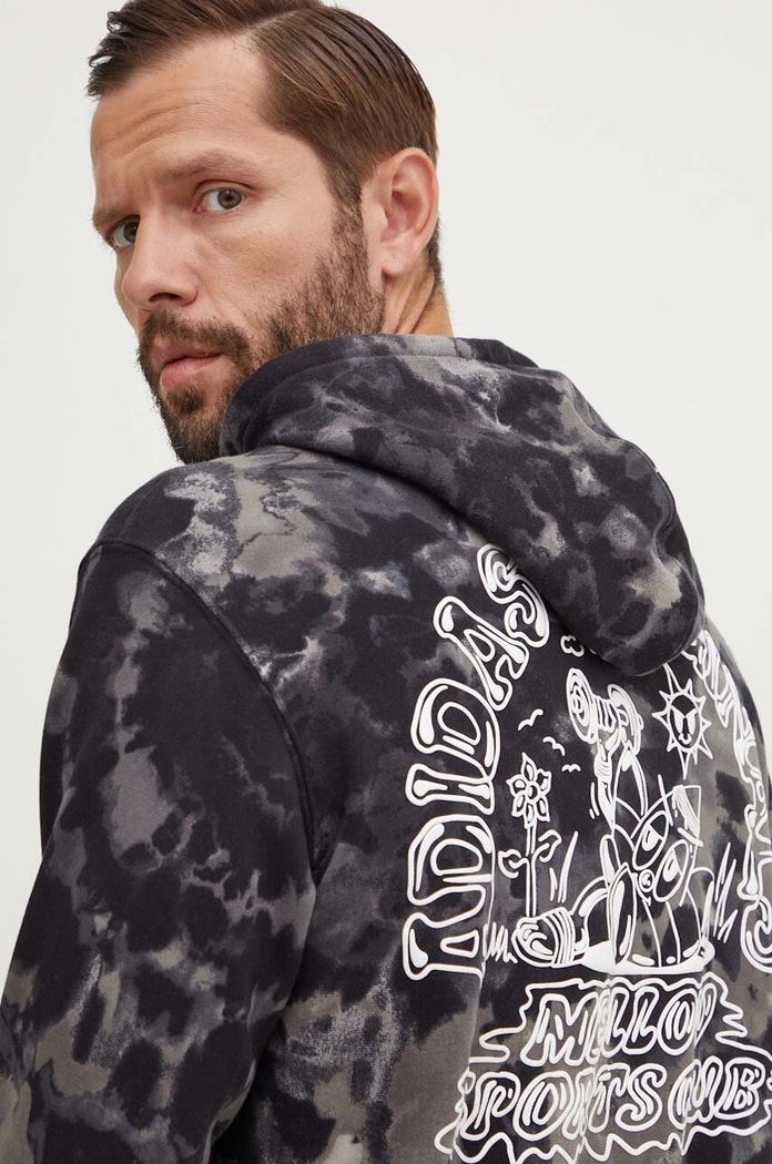 Bavlněná mikina adidas Originals Tie-Dyed Hooded Aop potisk černá IZ2508