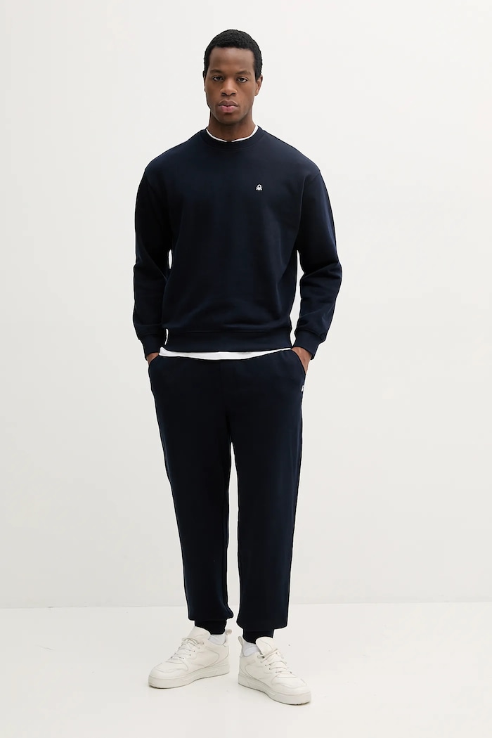 United Colors of Benetton Bluza męska bawełniana 342ZU1093 granatowy AW25