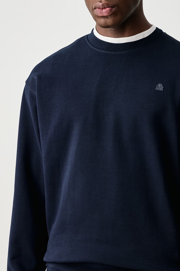 Felpa da uomo in cotone United Colors of Benetton 342ZU1093 blu navy