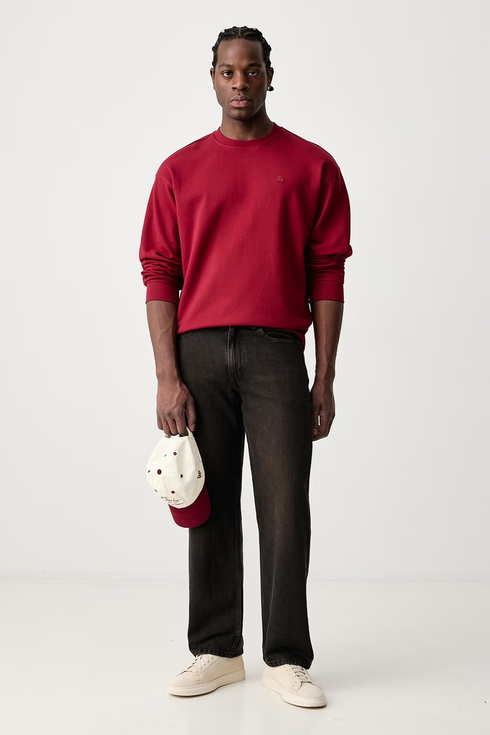 United Colors of Benetton Felpa da uomo in cotone 342ZU1093 granata AW25