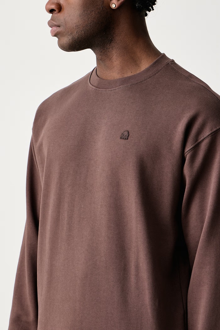 Felpa da uomo in cotone United Colors of Benetton 342ZU1093 marrone
