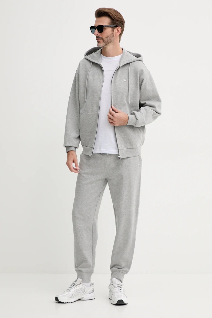 United Colors of Benetton Bluza rozpinana męska bawełniana 342ZU500P szary SS26