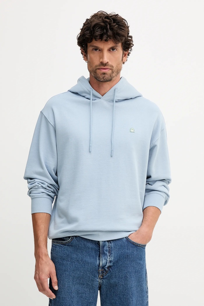 United Colors of Benetton bluza bawełniana bawełna niebieski 342ZU201K