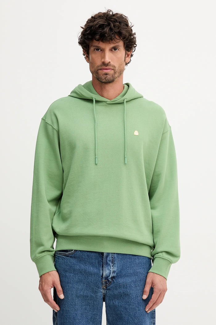 Bavlněná mikina United Colors of Benetton s kapucí zelená 342ZU201K