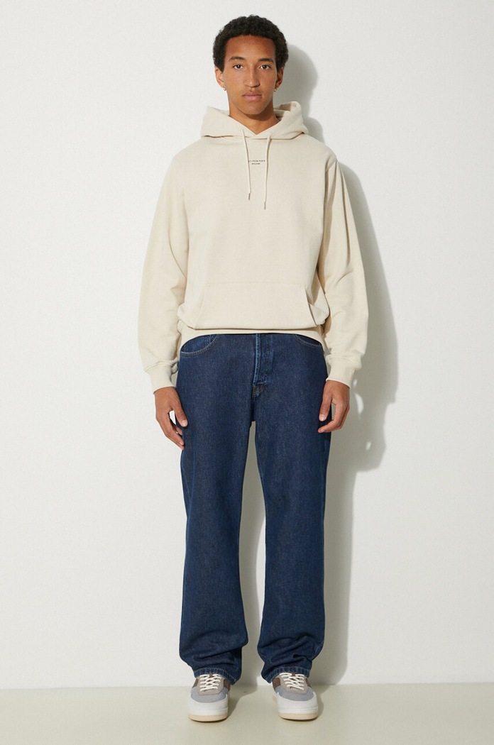 Drôle de Monsieur bluza bawełniana Le Hoodie Slogan a Poche Classique PERM.HO161.CO127.MT beżowy AW24