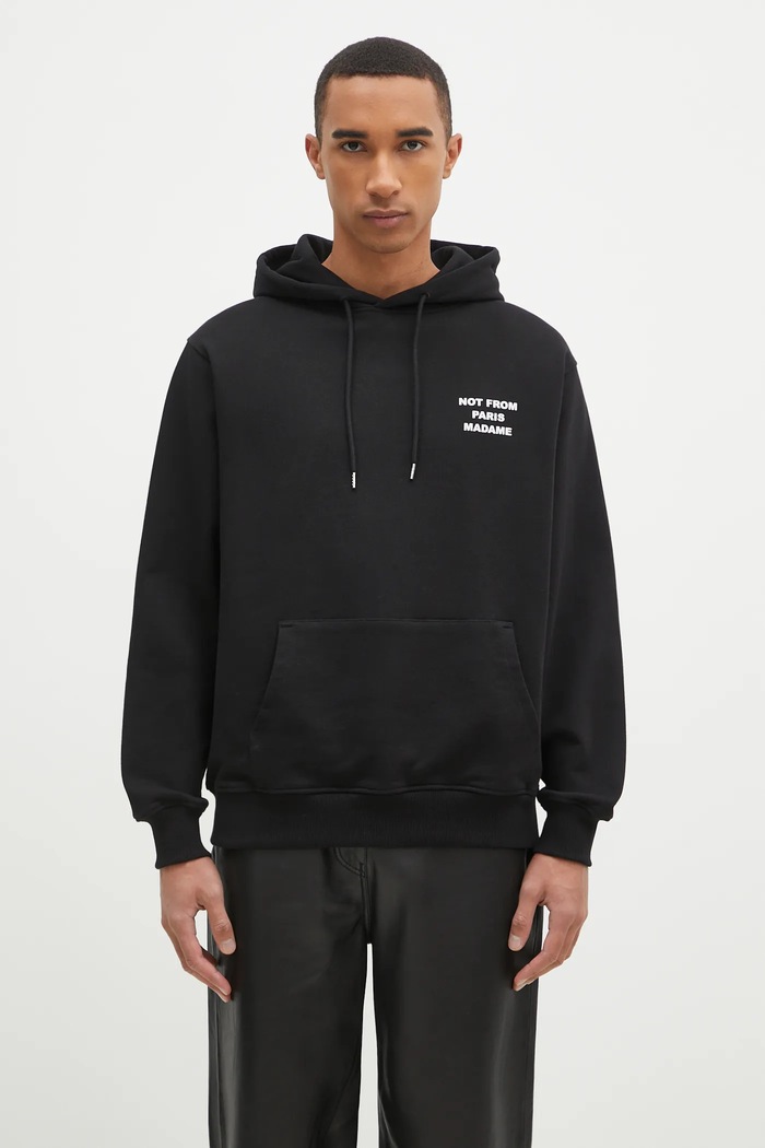 Odzież Drôle de Monsieur bluza bawełniana Le Hoodie Slogan PERM.HO162.CO127.BL czarny