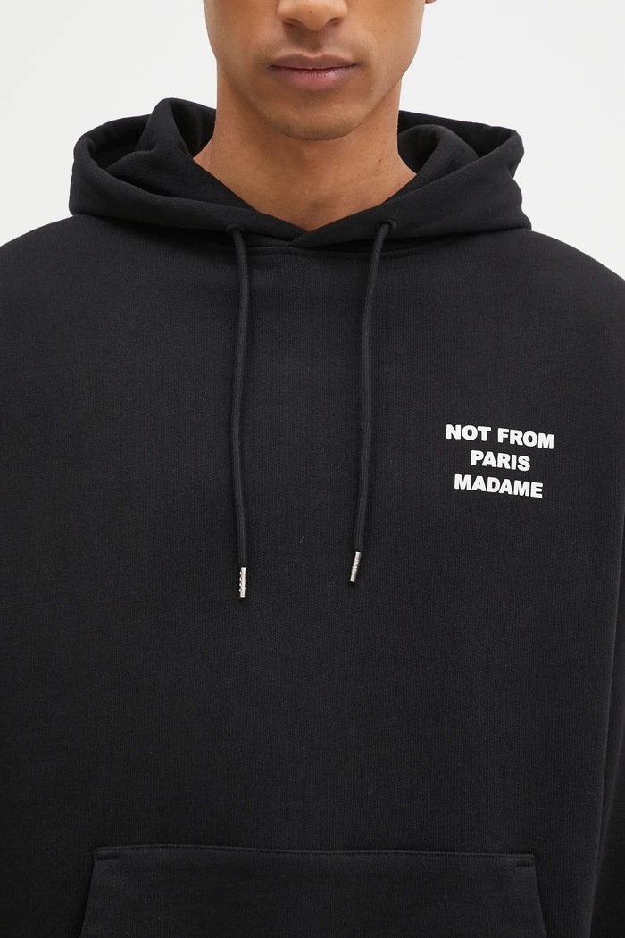 Drôle de Monsieur bluza bawełniana Le Hoodie Slogan czarny PERM.HO162.CO127.BL