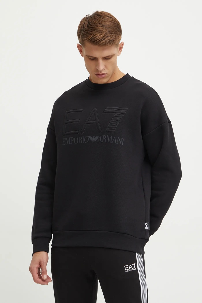 Bavlněná mikina EA7 Emporio Armani bez kapuce černá PJOPZ.6DUM14.1200