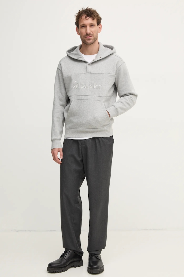 Mikina United Colors of Benetton 3VVUU201P šedá AW24