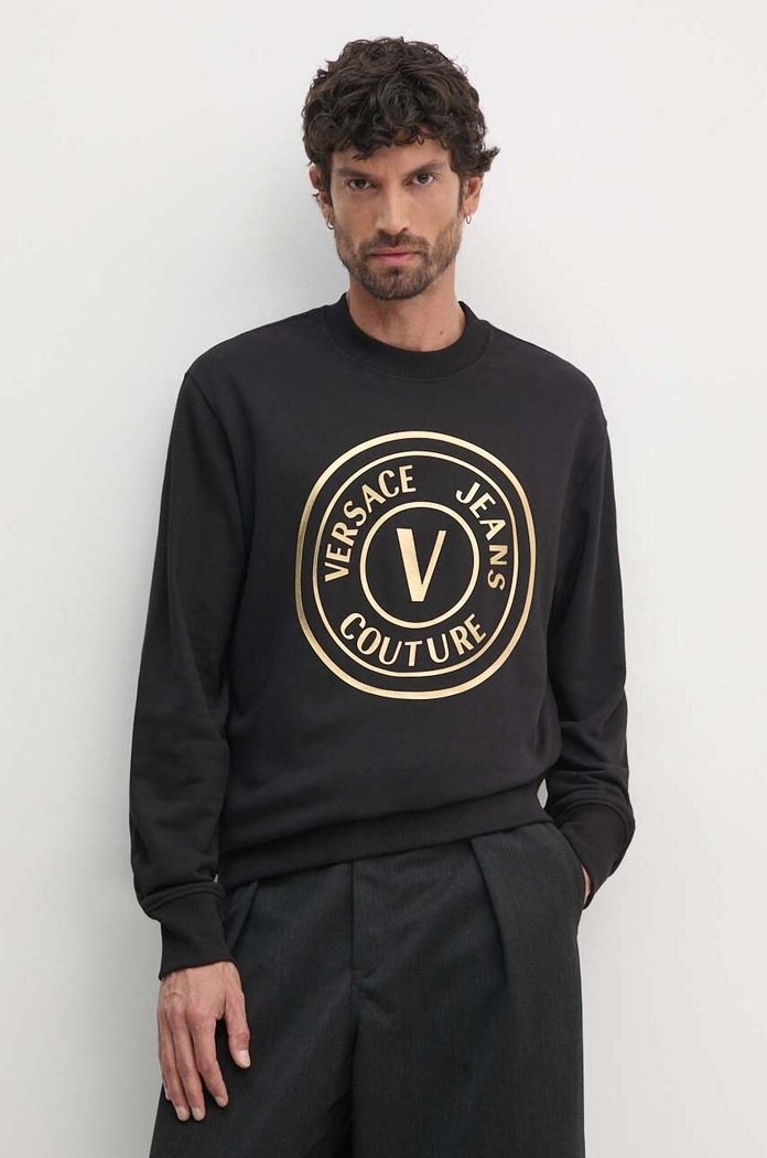 Pamučna dukserica Versace Jeans Couture print crna 77GAIT01.CF00T