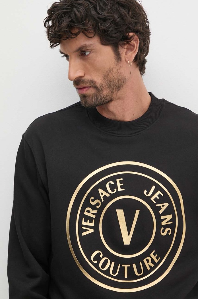 Pamučna dukserica Versace Jeans Couture crna 77GAIT01.CF00T