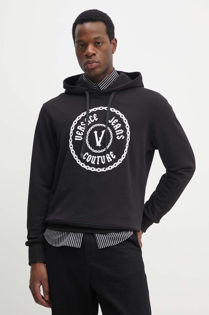 Bavlněná mikina Versace Jeans Couture s kapucí černá 77GAIT03.CF00T