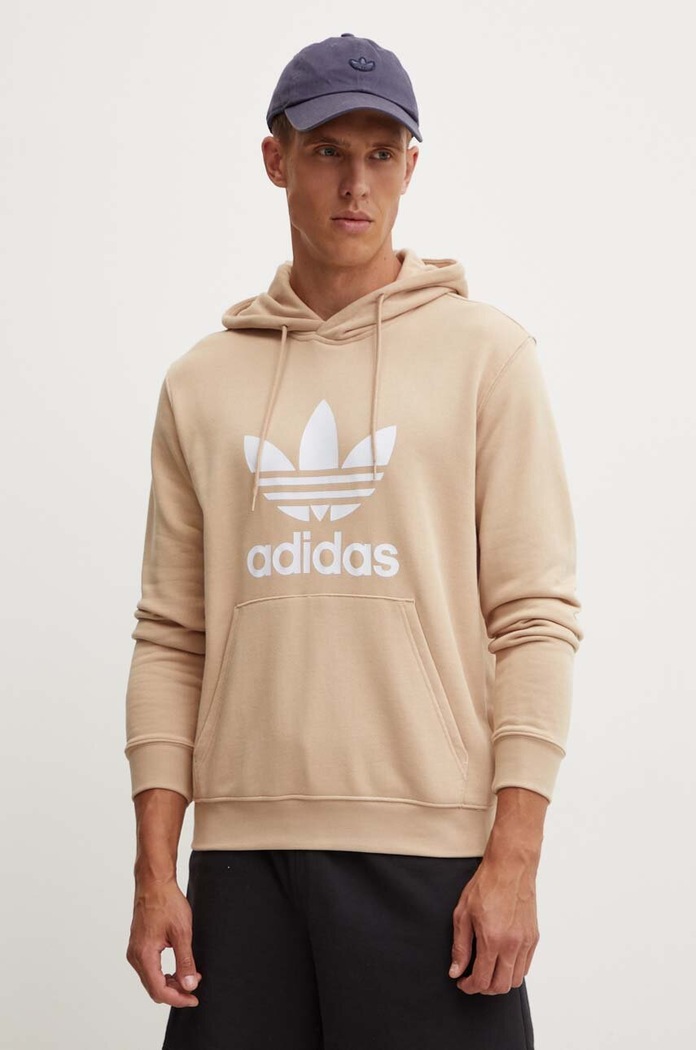 Βαμβακερή μπλούζα adidas Originals στάμπα μπεζ IZ2359
