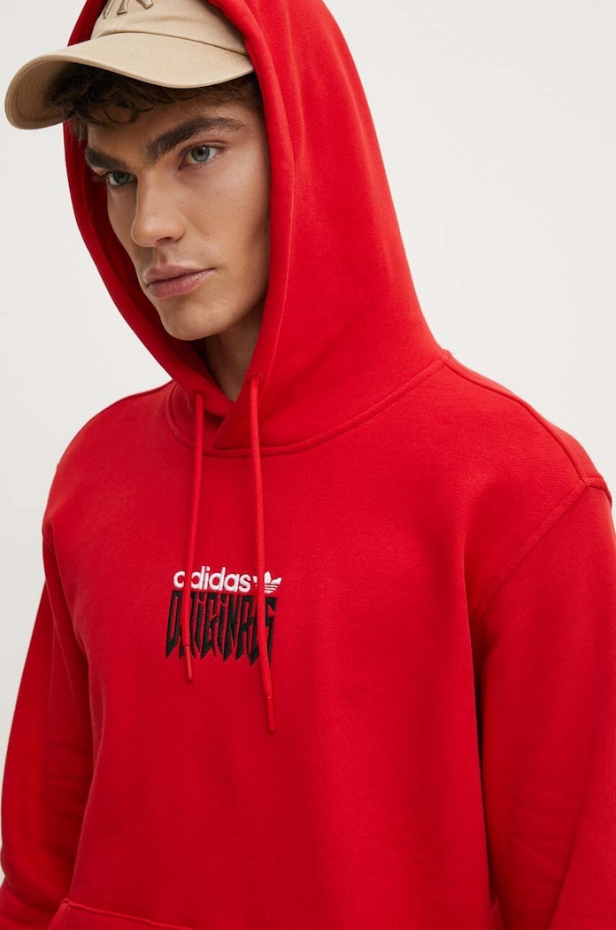 adidas Originals hanorac de bumbac imprimeu rosu IZ4835