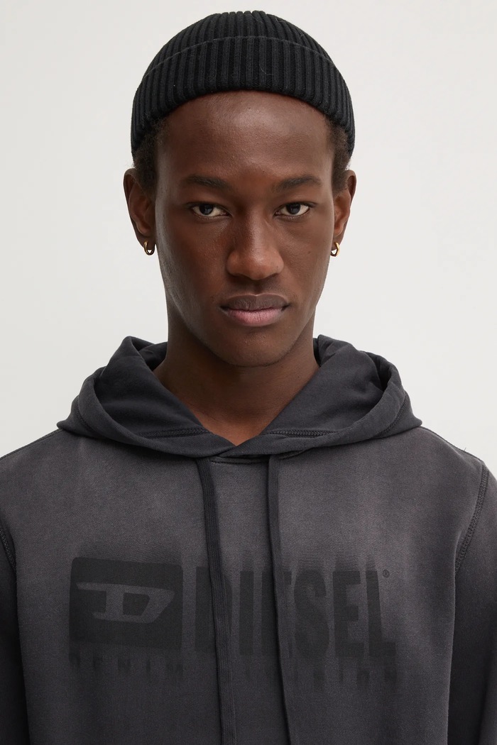 Diesel bluza bawełniana S-GINN-HOOD-K44 czarny A14022.0KMAM