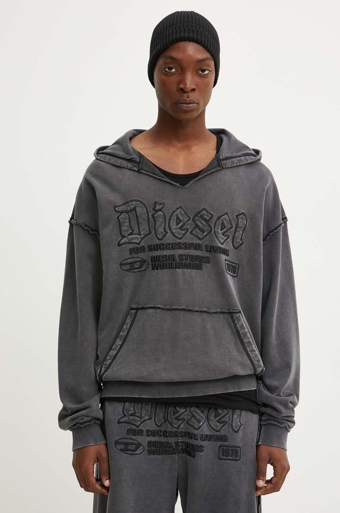 Odzież Diesel bluza bawełniana S-BOXT-HOOD-RAW A14861.0KMAG szary