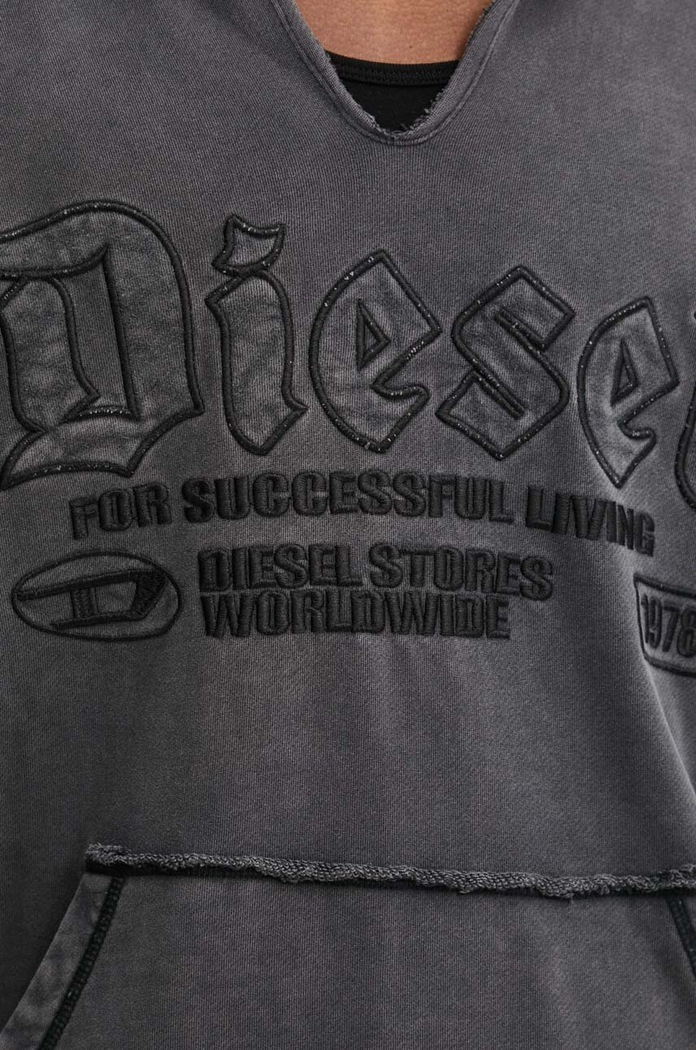 Diesel bluza bawełniana S-BOXT-HOOD-RAW A14861.0KMAG szary