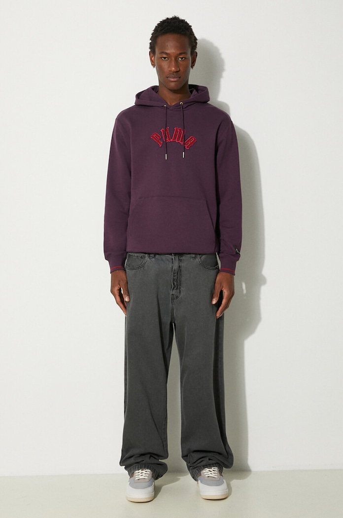 Puma bluza bawełniana Classics Play Paris Hoodie 626766 fioletowy AW24