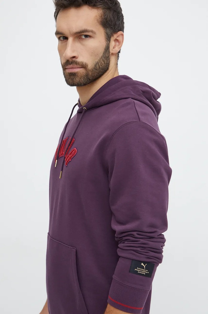 Pamučna dukserica Puma Classics Play Paris Hoodie ljubičasta 626766