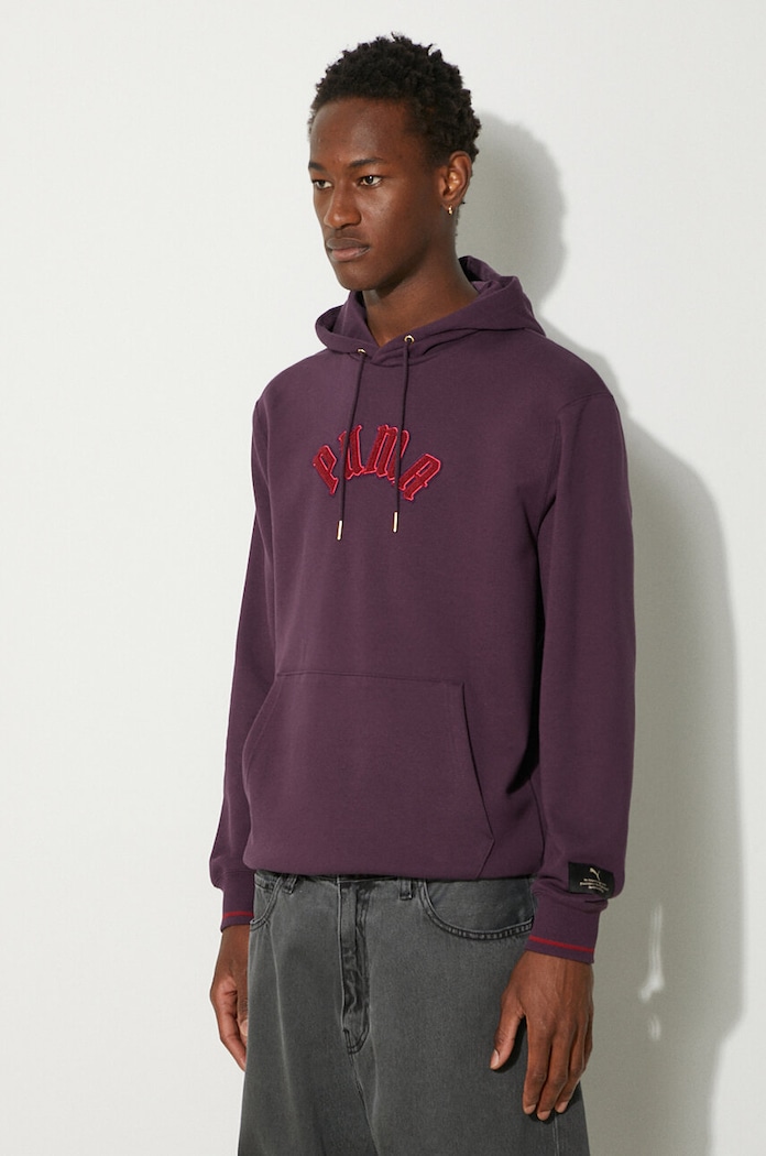 Puma bluza bawełniana Classics Play Paris Hoodie fioletowy 626766