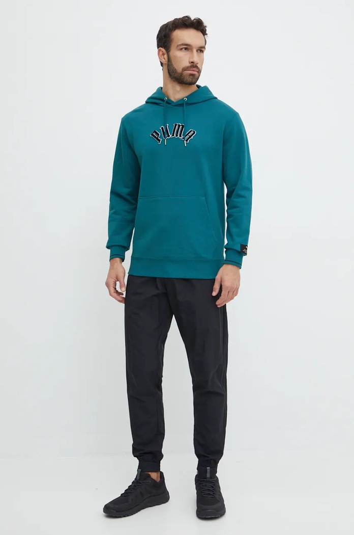 Βαμβακερή μπλούζα Puma Classics Play Paris Hoodie 626766 τιρκουάζ AW24